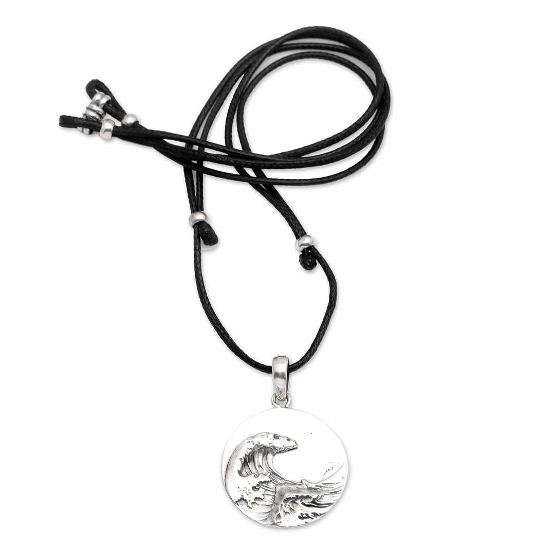 Men's Sterling Silver Breaking Wave-Themed Pendant Necklace - Mighty Wave
