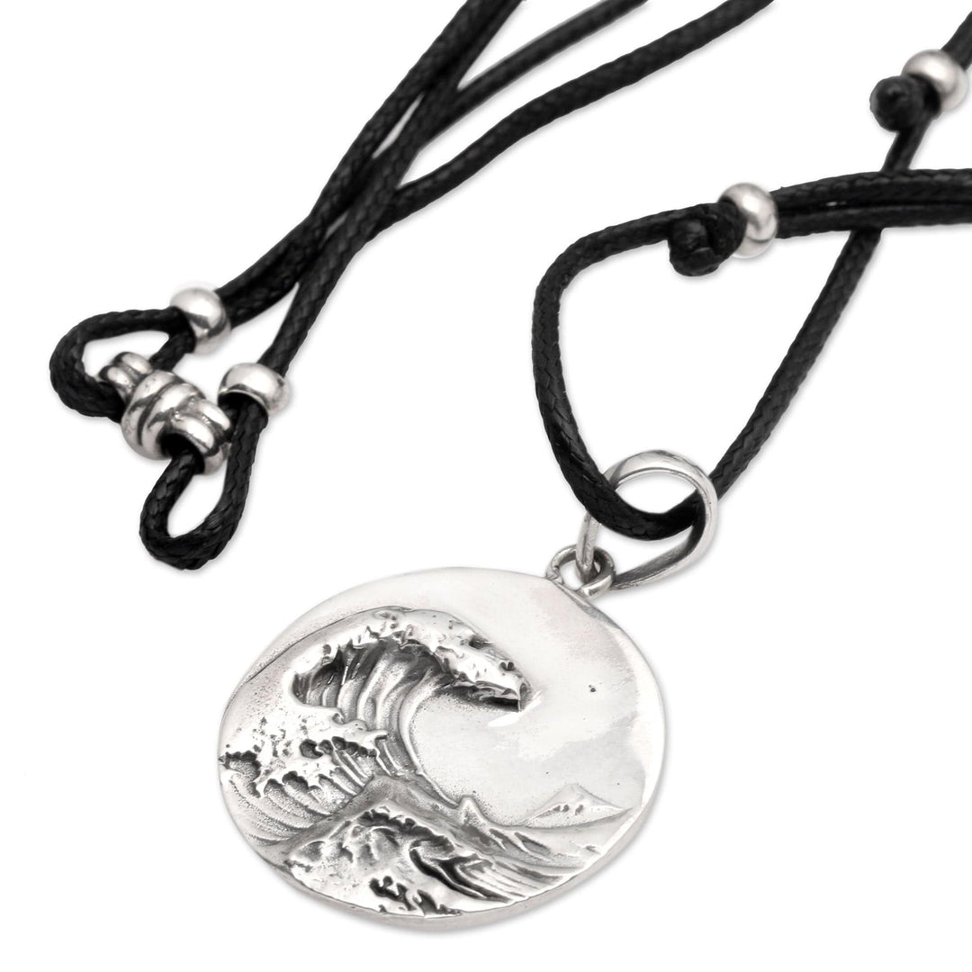 Men's Sterling Silver Breaking Wave-Themed Pendant Necklace - Mighty Wave