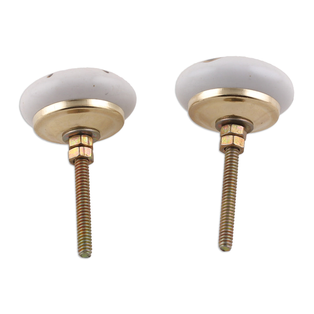 Set of 5 Hand-Painted Ceramic Knobs with Butterfly Motifs - Butterfly Magic