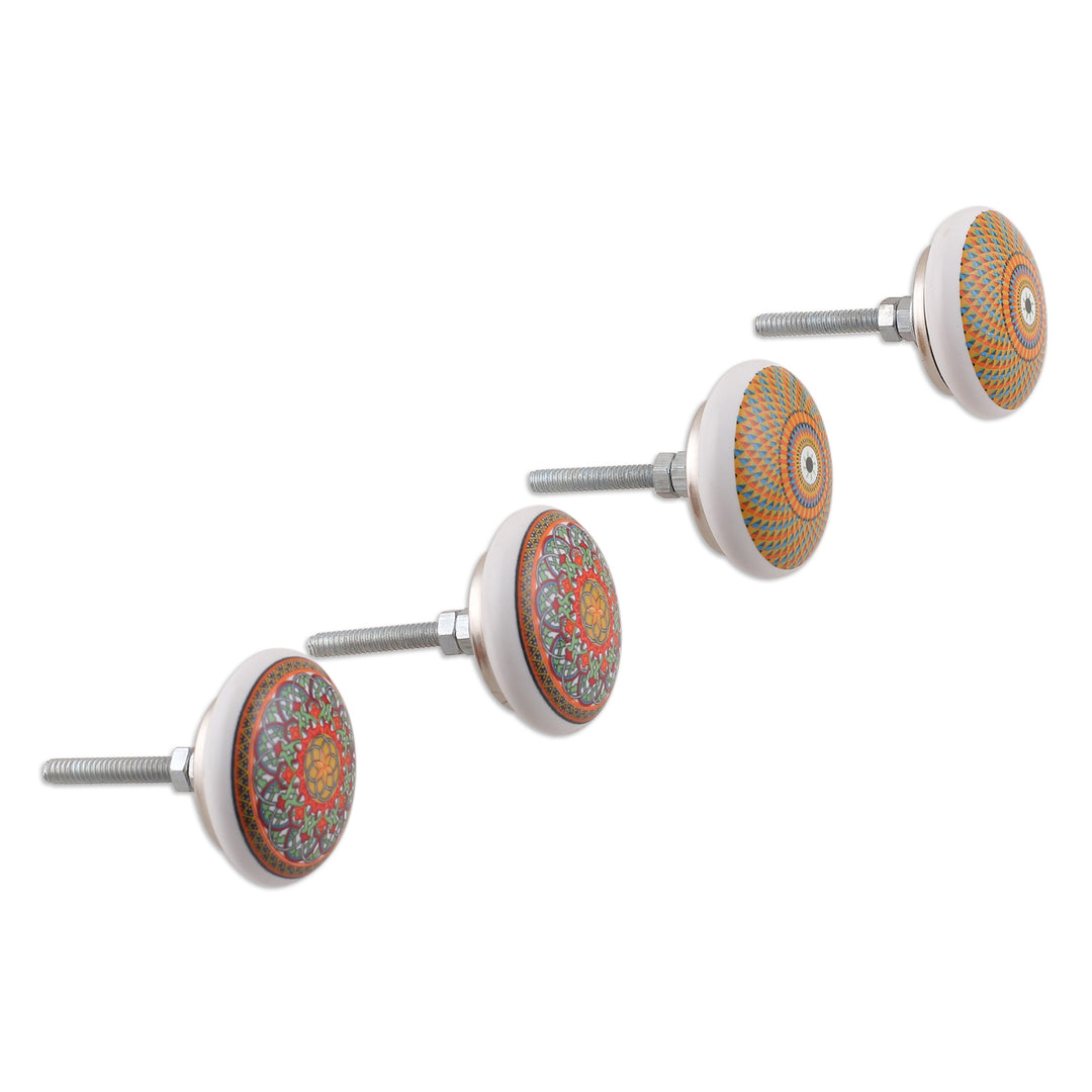 10 Hand-Painted Ceramic Knobs with Moroccan-Style Designs - Moroccan Style
