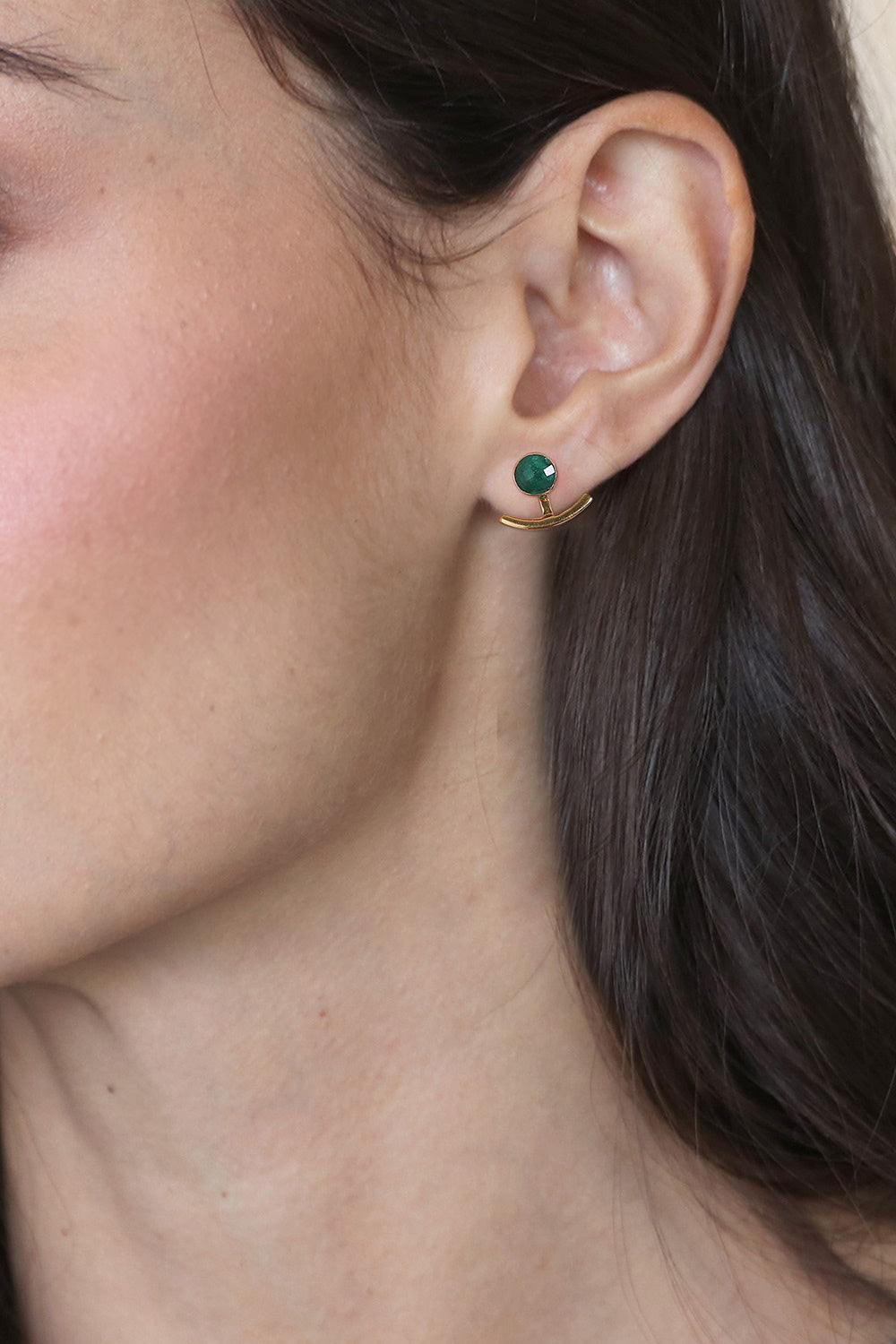 High-Polished 18k Gold-Plated 4-Carat Beryl Button Earrings - Cradle of Joy