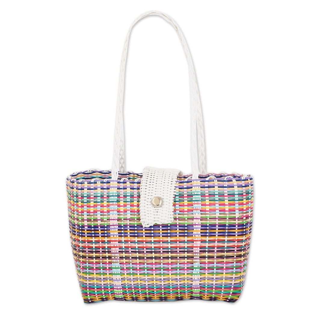 Multicolored Eco-Friendly Hand-Woven Tote Bag from Guatemala - Colors of Joy