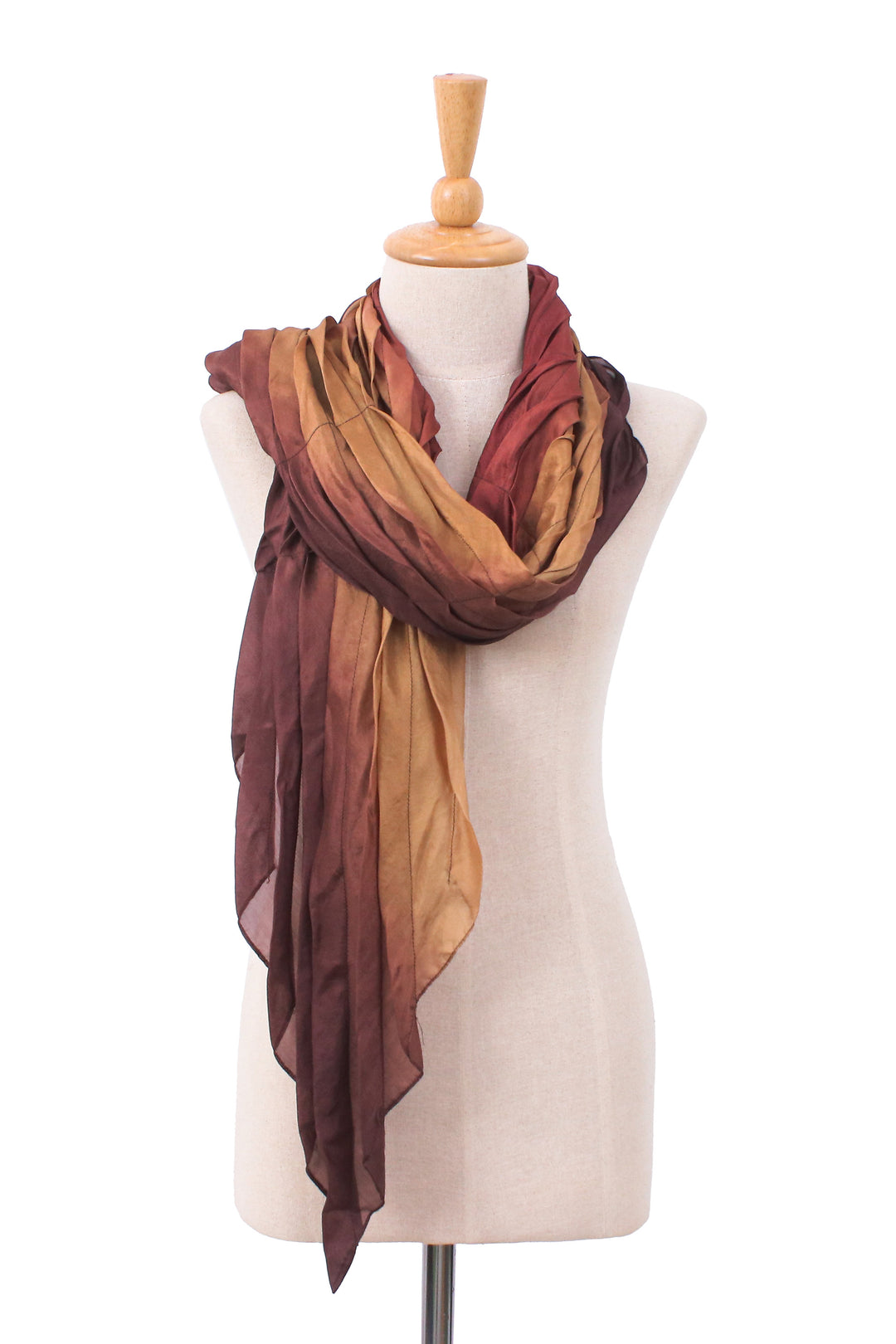 Handwoven Earthy-Toned Soft 100% Silk Scarf from Thailand - Charming Instant
