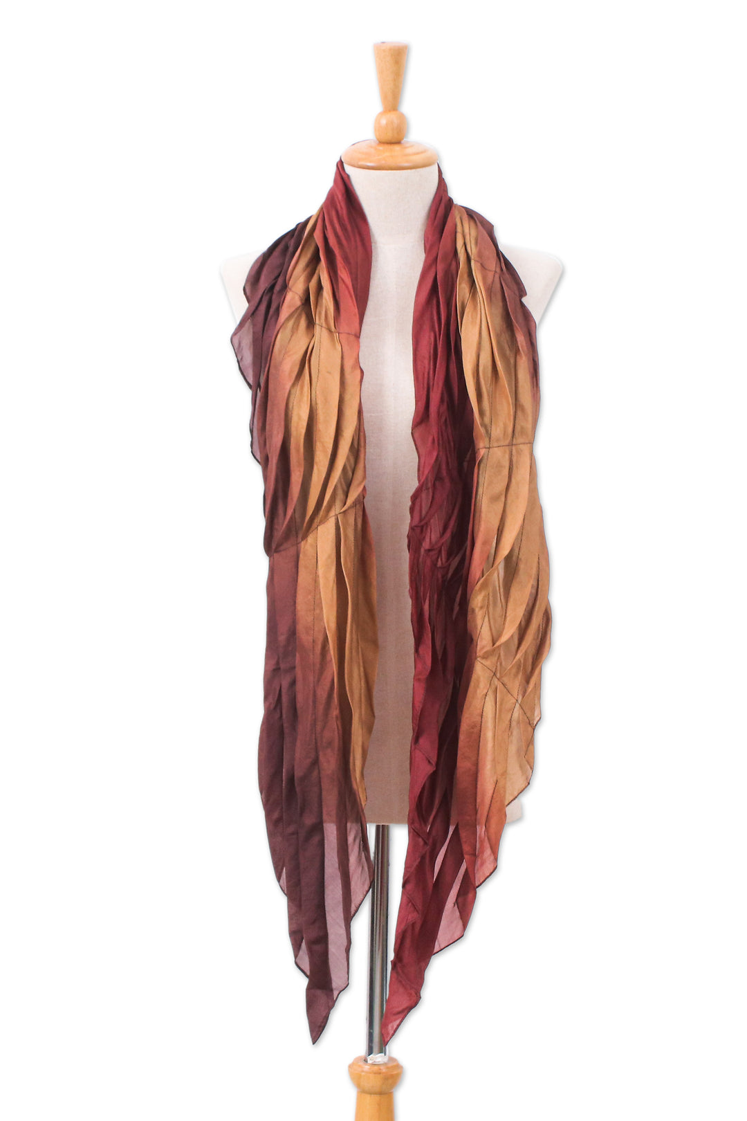 Handwoven Earthy-Toned Soft 100% Silk Scarf from Thailand - Charming Instant