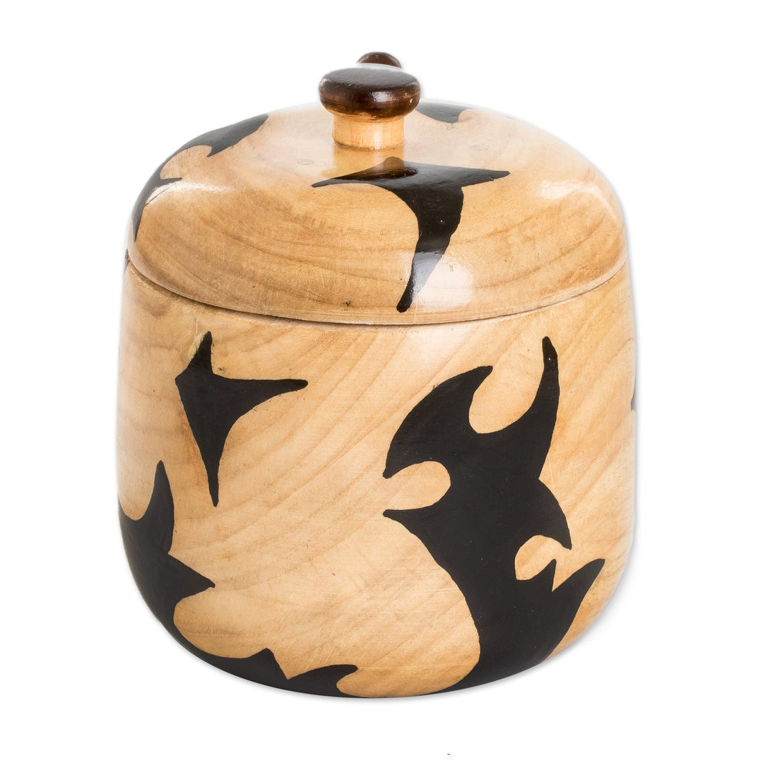 Folk Art Palo Blanco Wood Sugar Bowl and Spoon - Sweet Fire