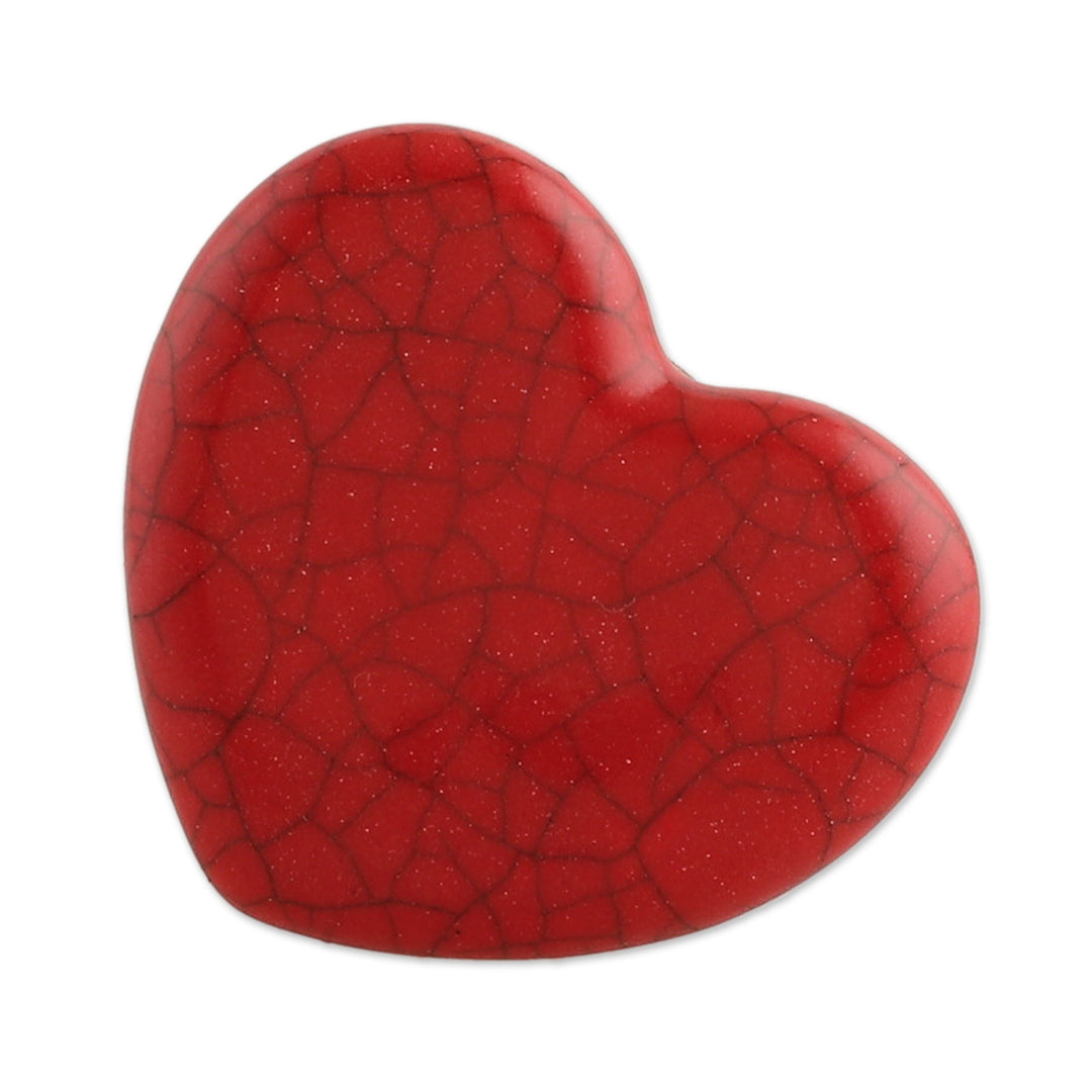 Set of 6 Handcrafted Heart-Shaped Ceramic Cabinet Knobs - Merry Hearts