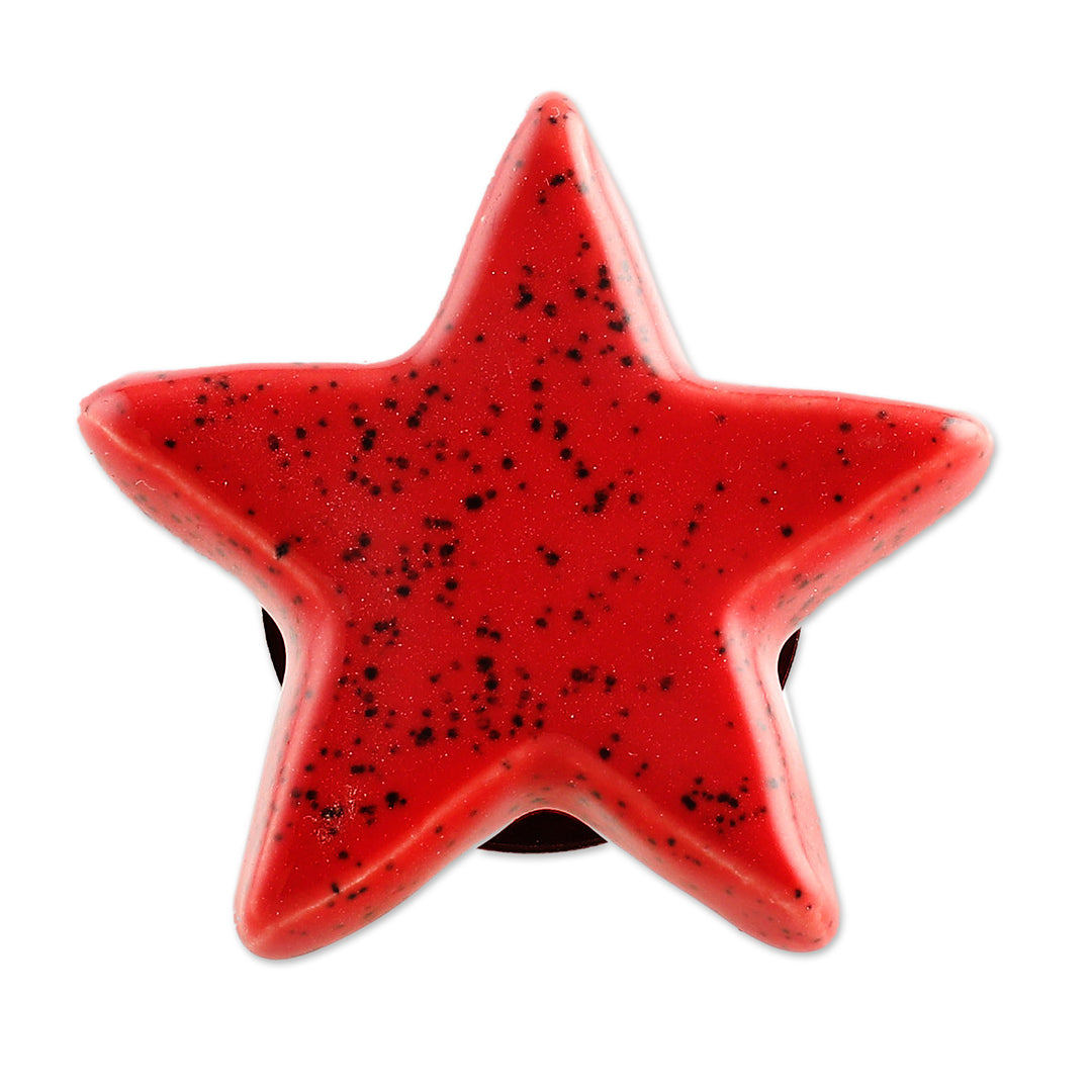 Set of 6 Handcrafted Star-Shaped Ceramic Cabinet Knobs - Merry Stars