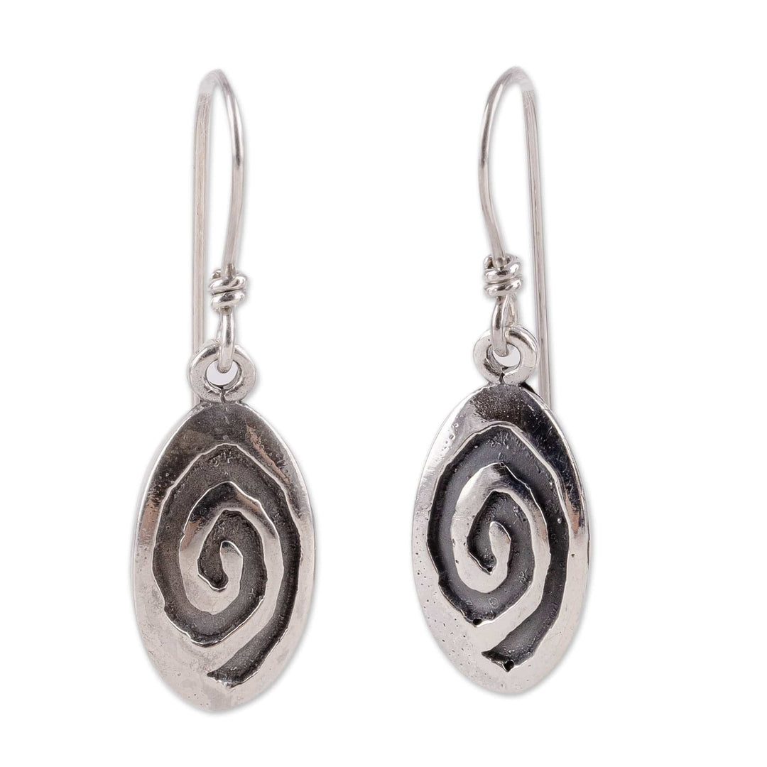High-Polished Oval Sterling Silver Galaxy Dangle Earrings - Galaxy Core