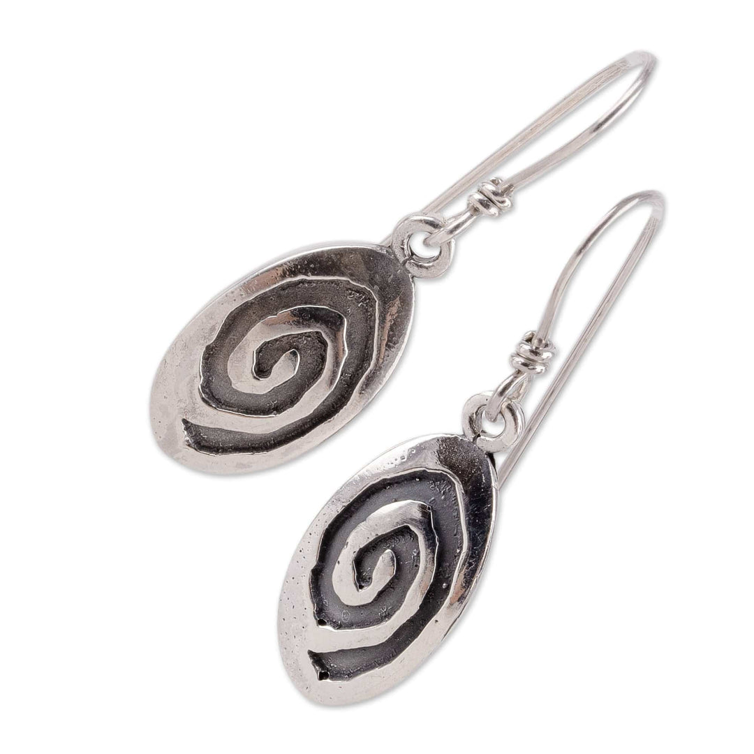 High-Polished Oval Sterling Silver Galaxy Dangle Earrings - Galaxy Core