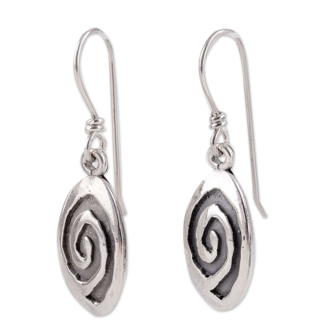 High-Polished Oval Sterling Silver Galaxy Dangle Earrings - Galaxy Core