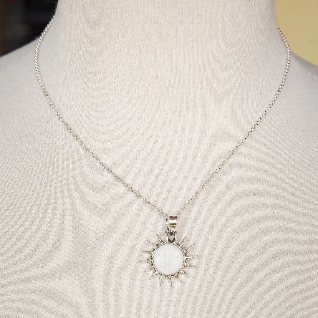 Traditional Balinese Sun Sterling Silver Pendant Necklace - Sunlight of Joy