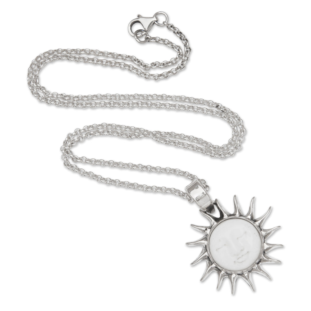 Traditional Balinese Sun Sterling Silver Pendant Necklace - Sunlight of Joy