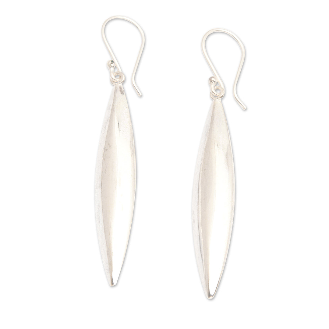 High-Polished Sterling Silver Dangle Earrings from Bali - Pillar of Life