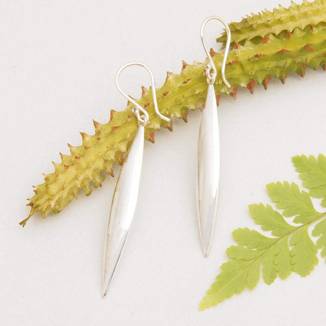 High-Polished Sterling Silver Dangle Earrings from Bali - Pillar of Life
