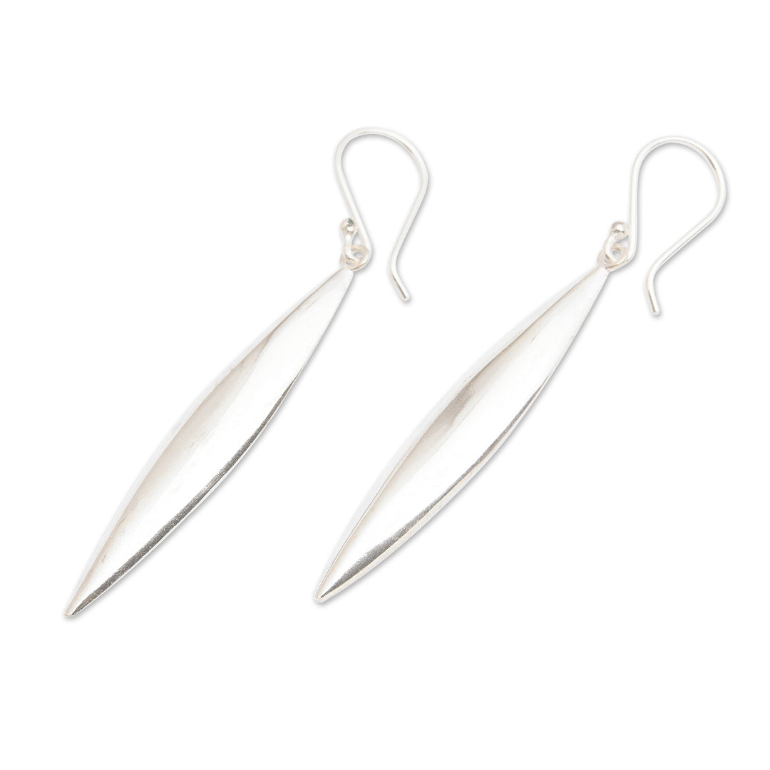 High-Polished Sterling Silver Dangle Earrings from Bali - Pillar of Life