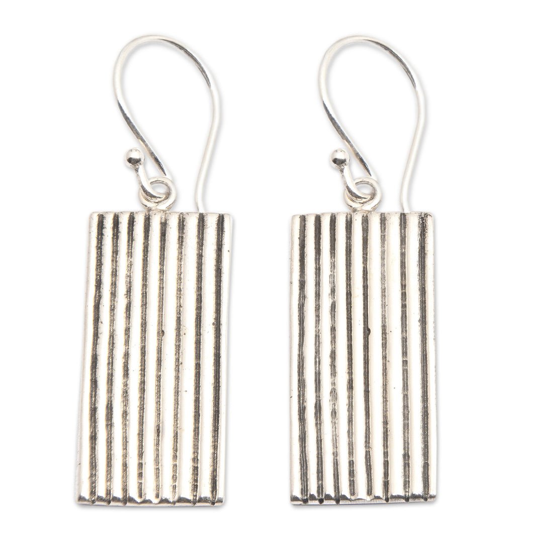 Modern Vertical Striped Sterling Silver Dangle Earrings - Tomorrow's Heights