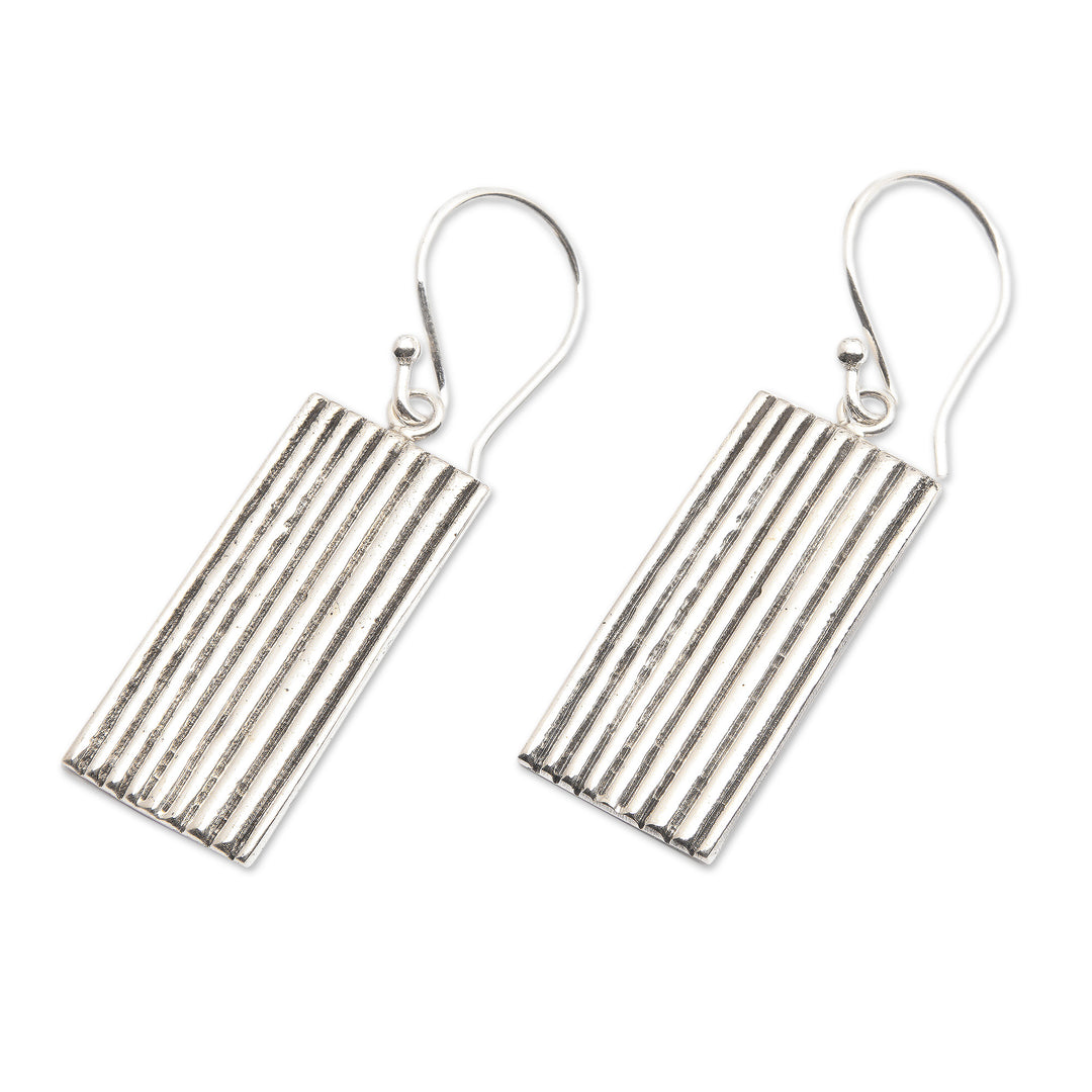Modern Vertical Striped Sterling Silver Dangle Earrings - Tomorrow's Heights