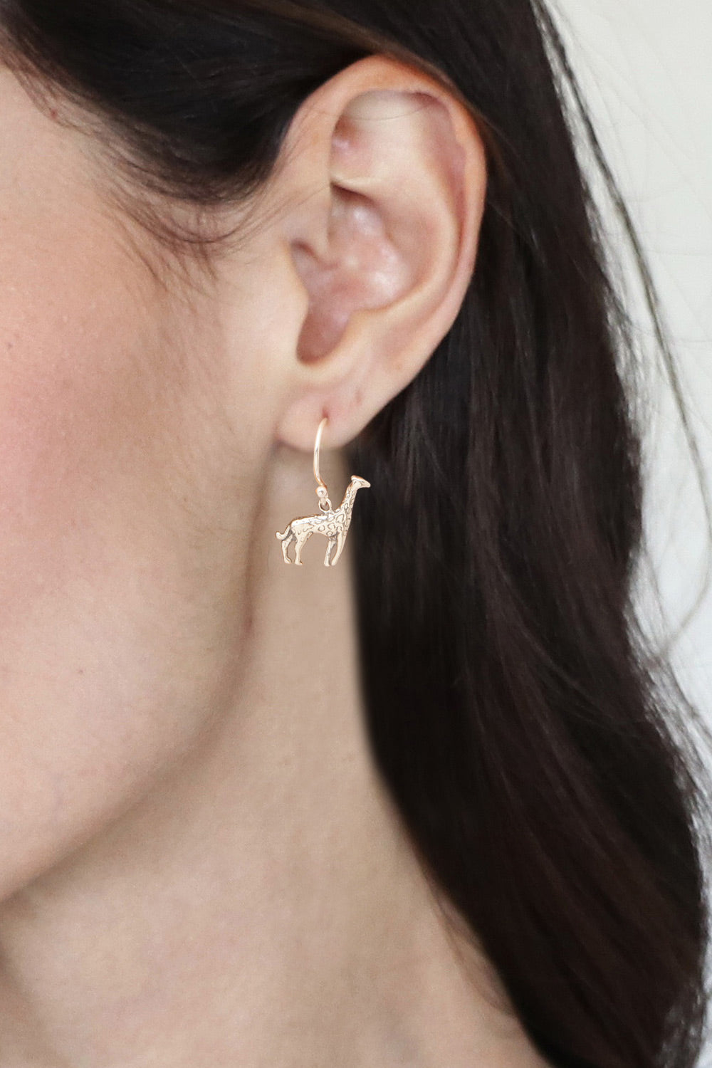 Polished Giraffe-Shaped Sterling Silver Dangle Earrings - Giraffe Duo