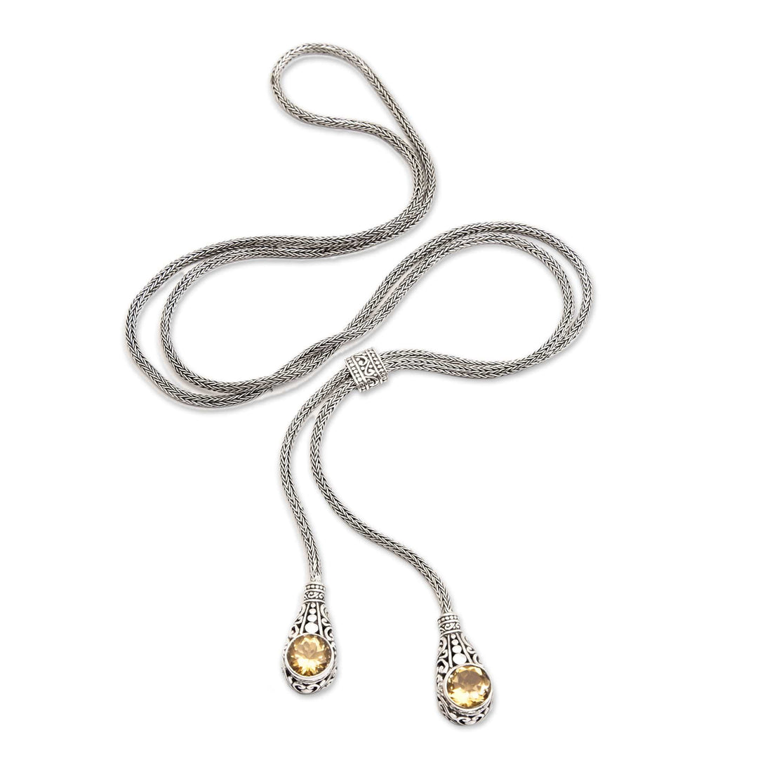Classic Three-Carat Faceted Citrine Lariat Necklace - Sacred Joyous Tears