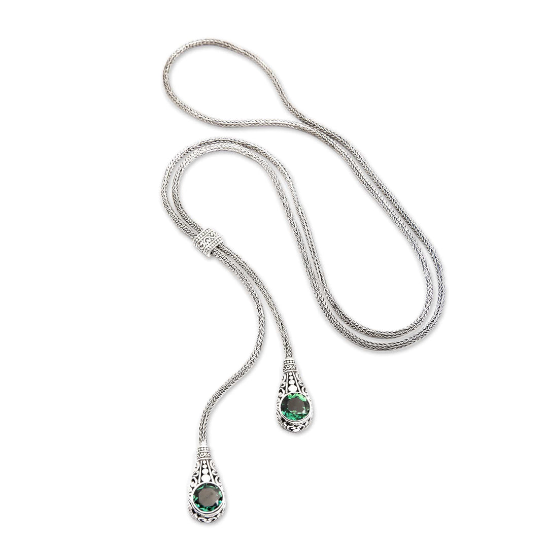 Classic Faceted Cubic Zirconia Lariat Necklace from Bali - Sacred Bright Tears