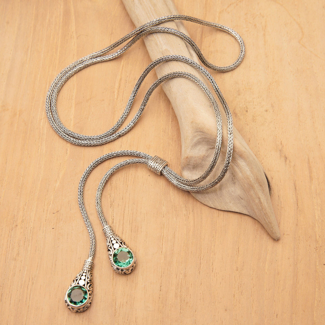 Classic Faceted Cubic Zirconia Lariat Necklace from Bali - Sacred Bright Tears