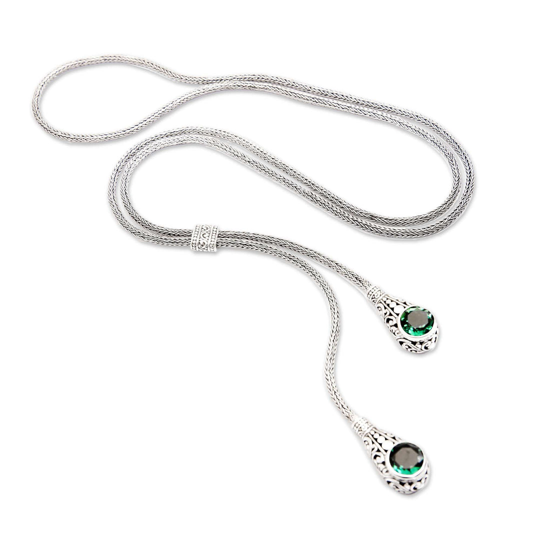 Classic Faceted Cubic Zirconia Lariat Necklace from Bali - Sacred Bright Tears