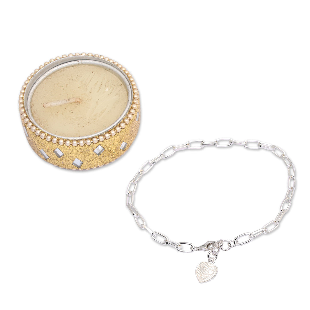 High-Polished Sterling Silver Heart-Shaped Charm Bracelet - Jolly Heart
