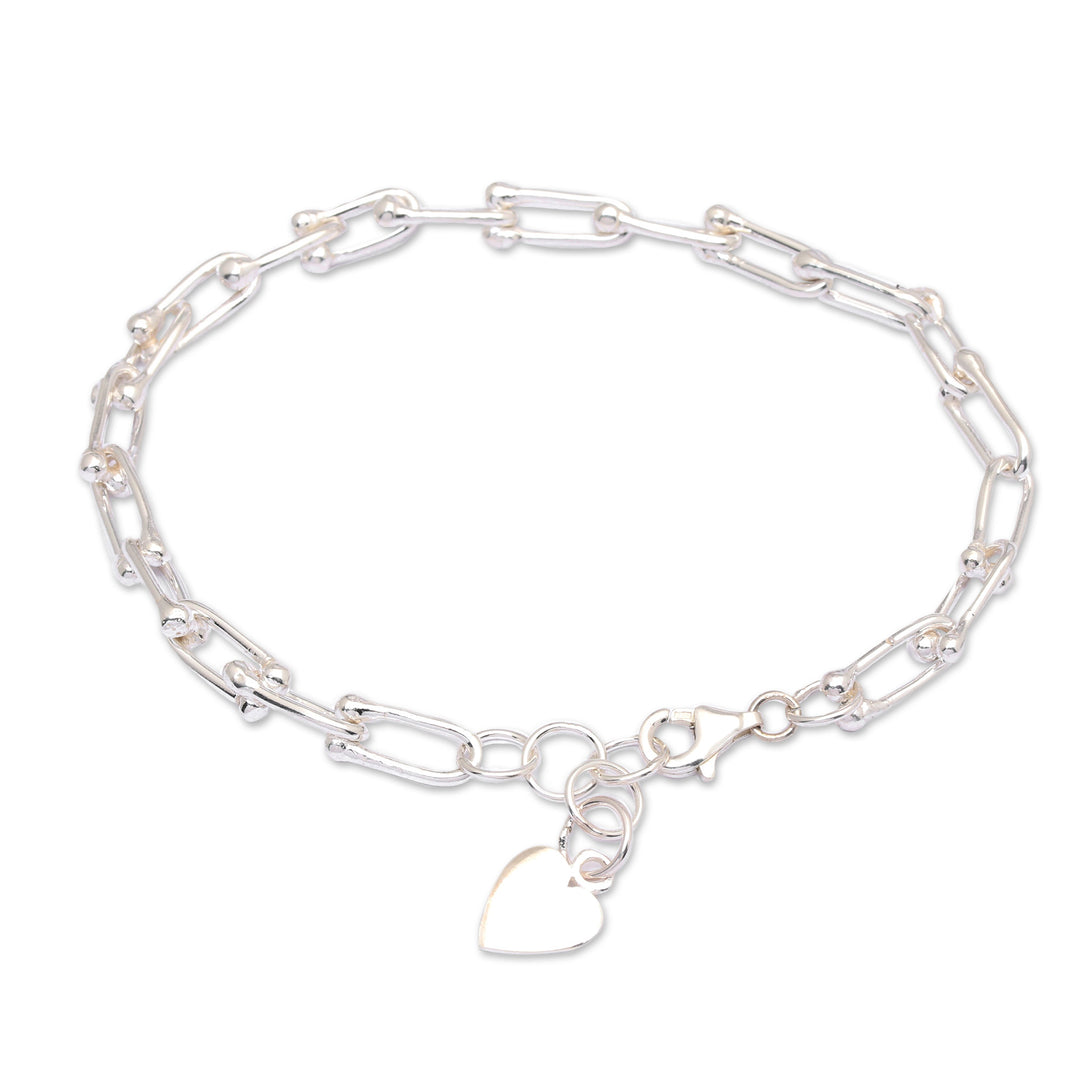 High-Polished Romantic Sterling Silver Charm Bracelet - Supreme Heart