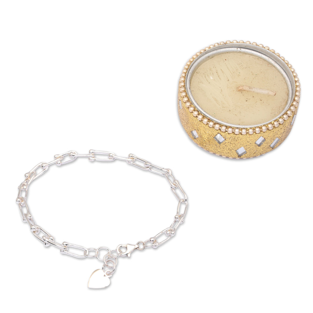 High-Polished Romantic Sterling Silver Charm Bracelet - Supreme Heart