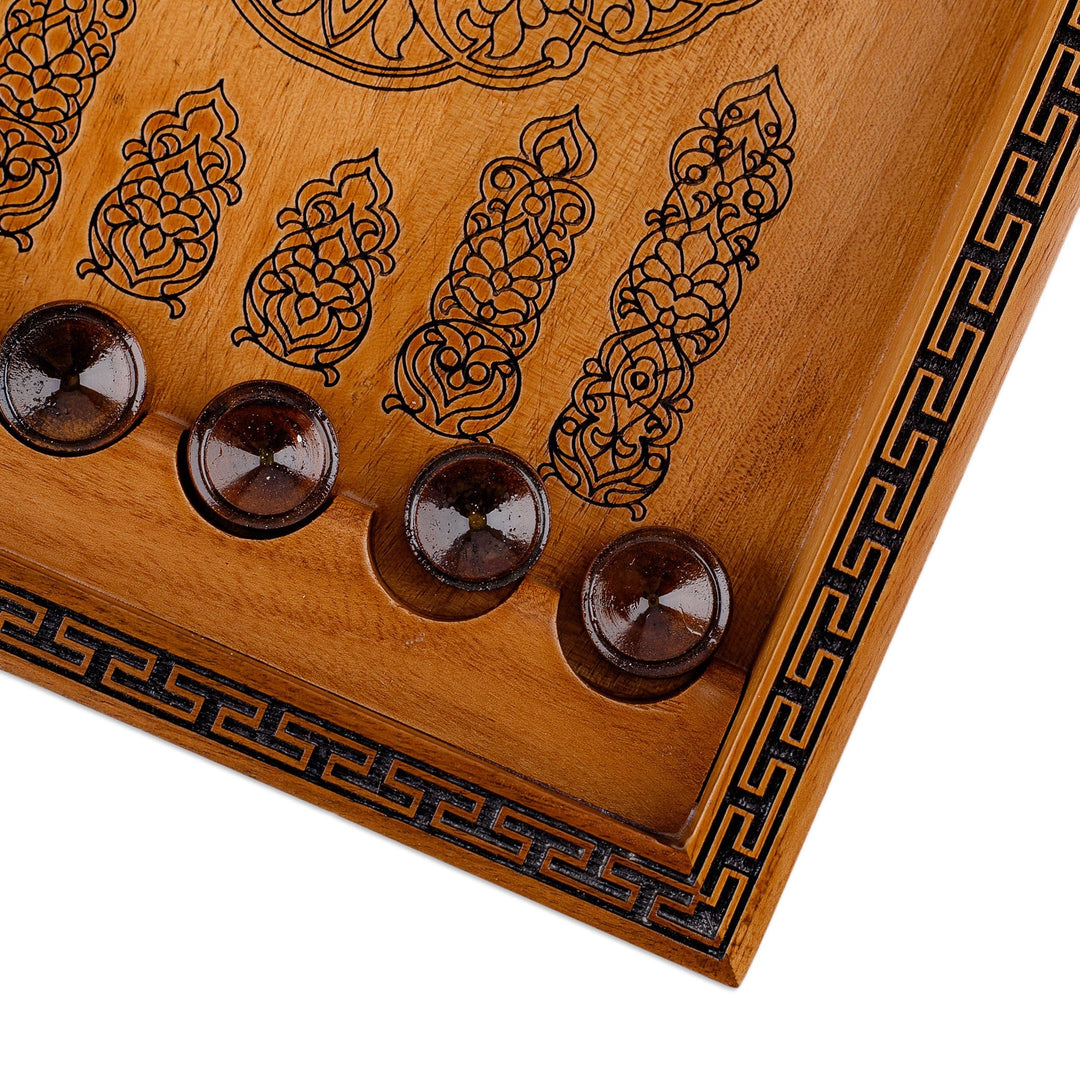 Classic Hand-Carved Walnut Wood Backgammon Set - Stratagem