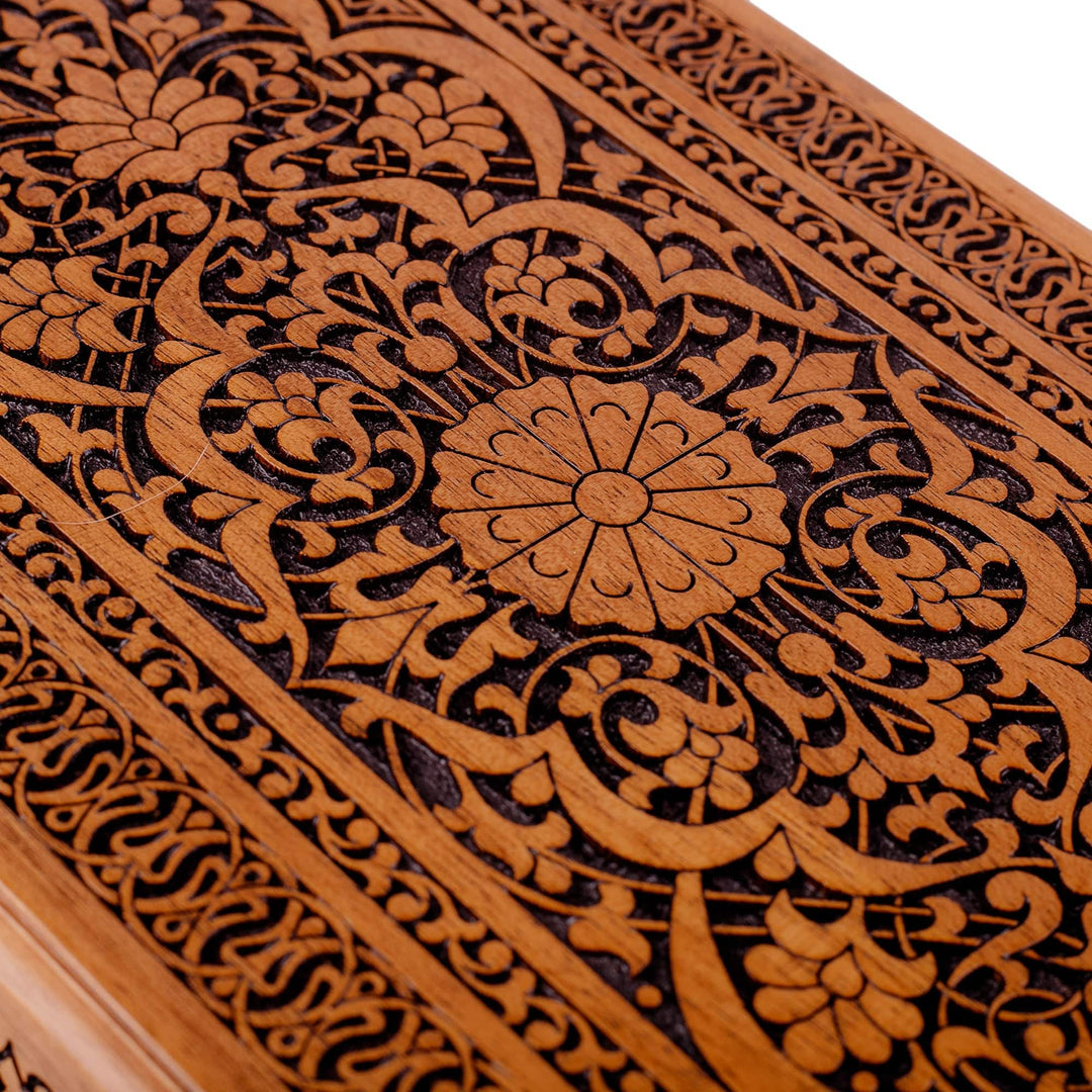 Classic Hand-Carved Walnut Wood Backgammon Set - Stratagem