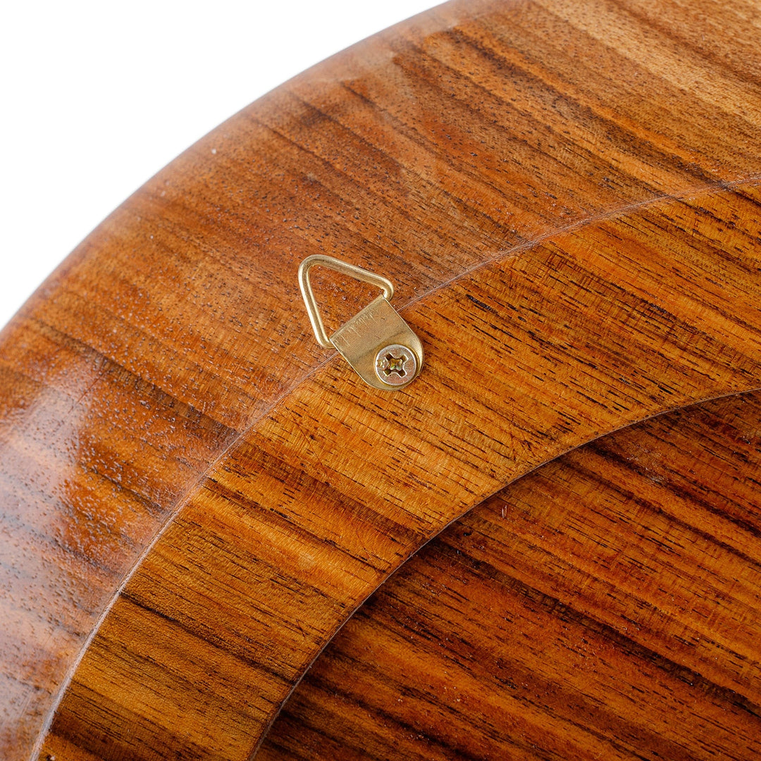 Hand-Carved Classic Floral Round Walnut Wood Wall Accent - Visions of Magnificence