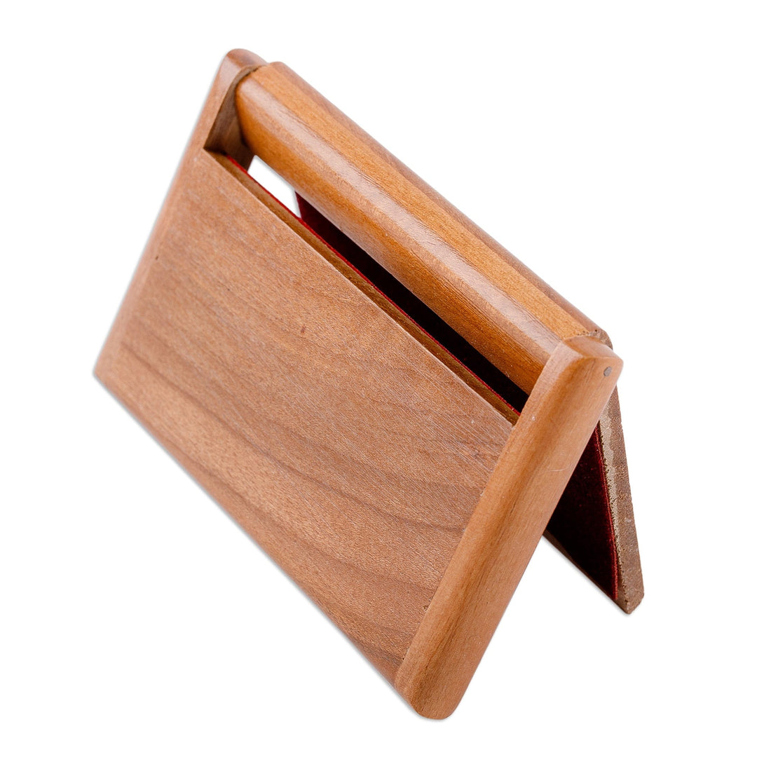 Hand-Carved Classic Floral Walnut Wood Card Holder - Signs of Majesty
