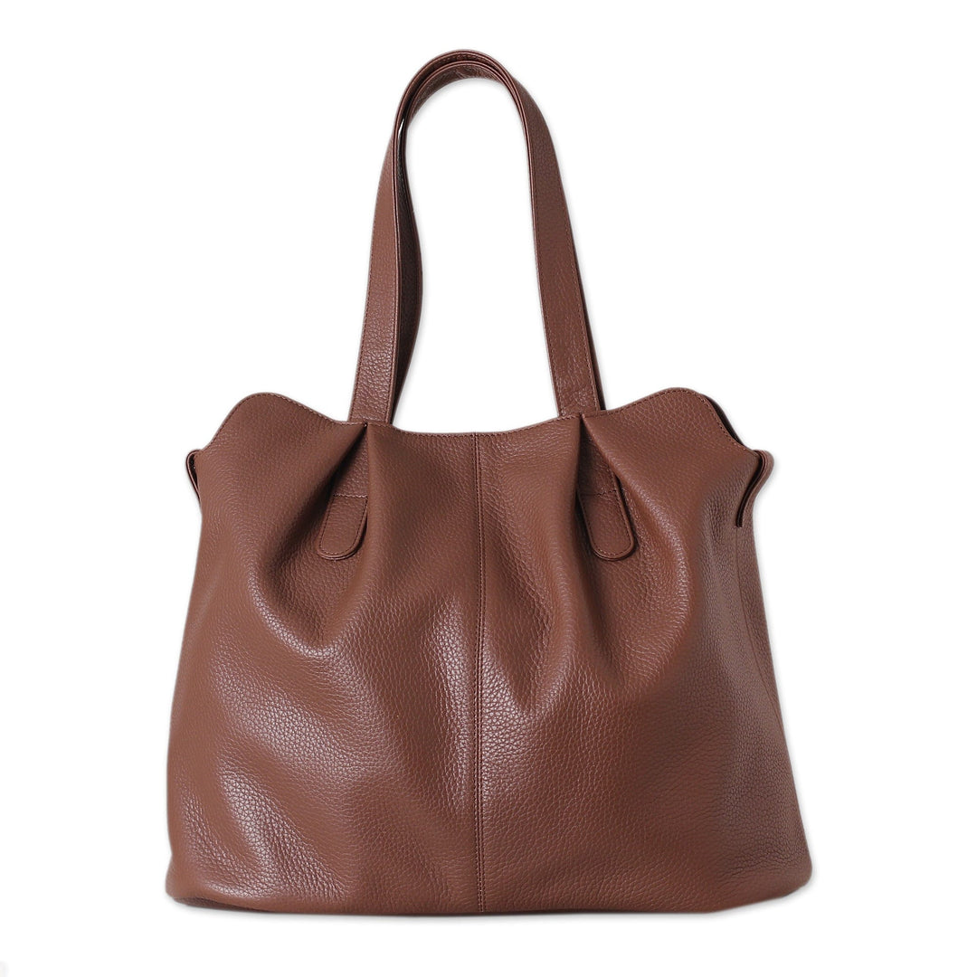 100% Redwood Leather Shoulder Bag with Magnetic Closure - Redwood Statement