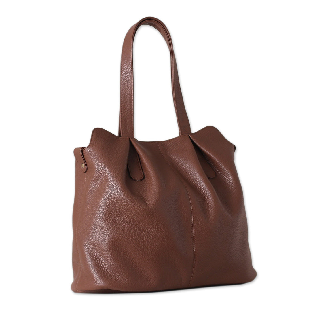 100% Redwood Leather Shoulder Bag with Magnetic Closure - Redwood Statement