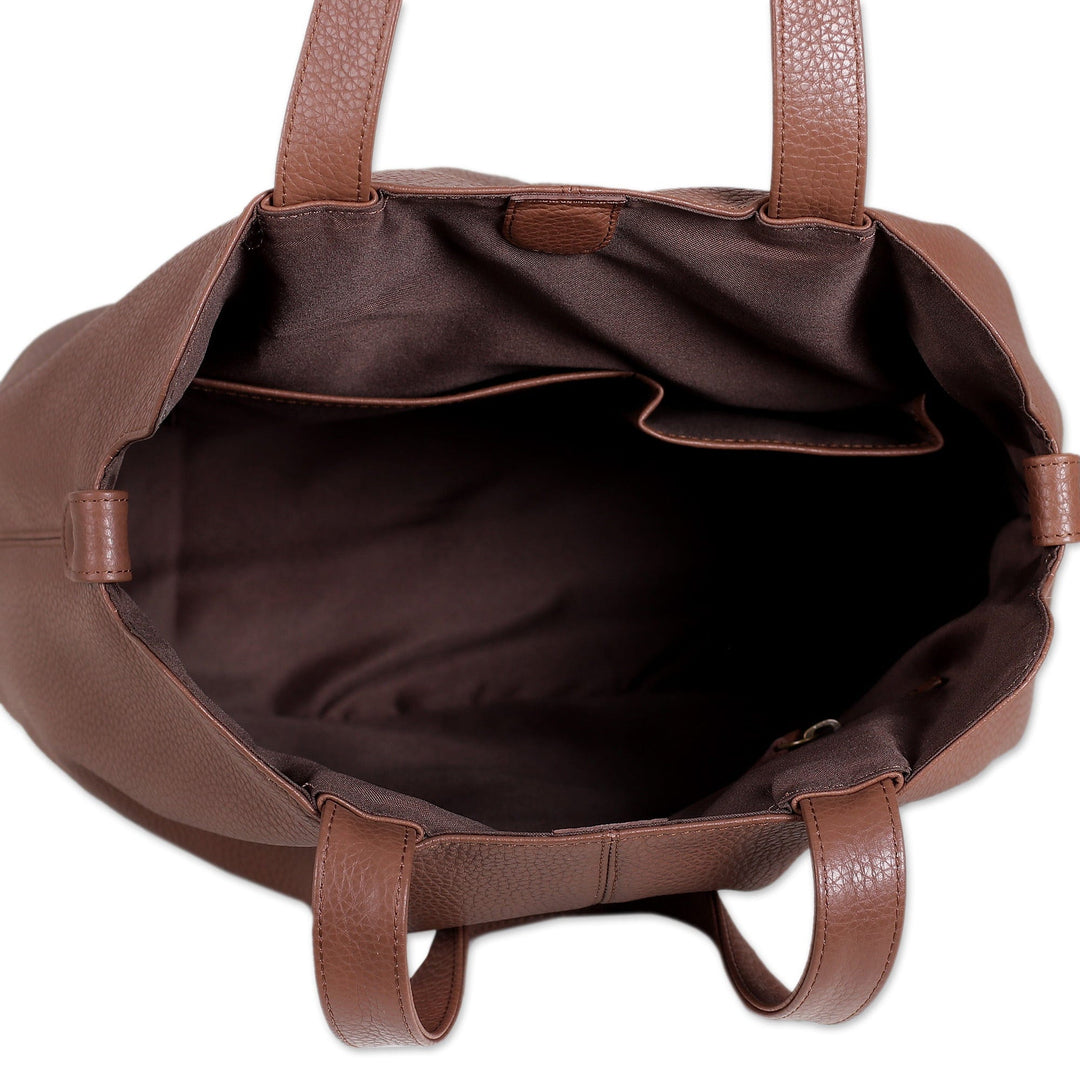 100% Redwood Leather Shoulder Bag with Magnetic Closure - Redwood Statement