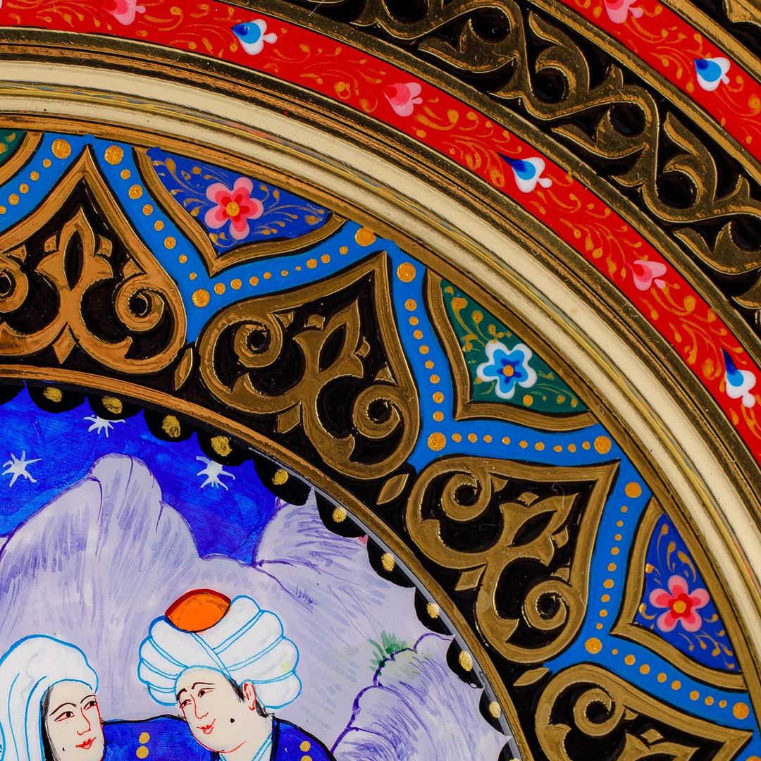 Handcrafted Classic Romantic Red and Blue Brass Wall Art - Scenes from The Utopia