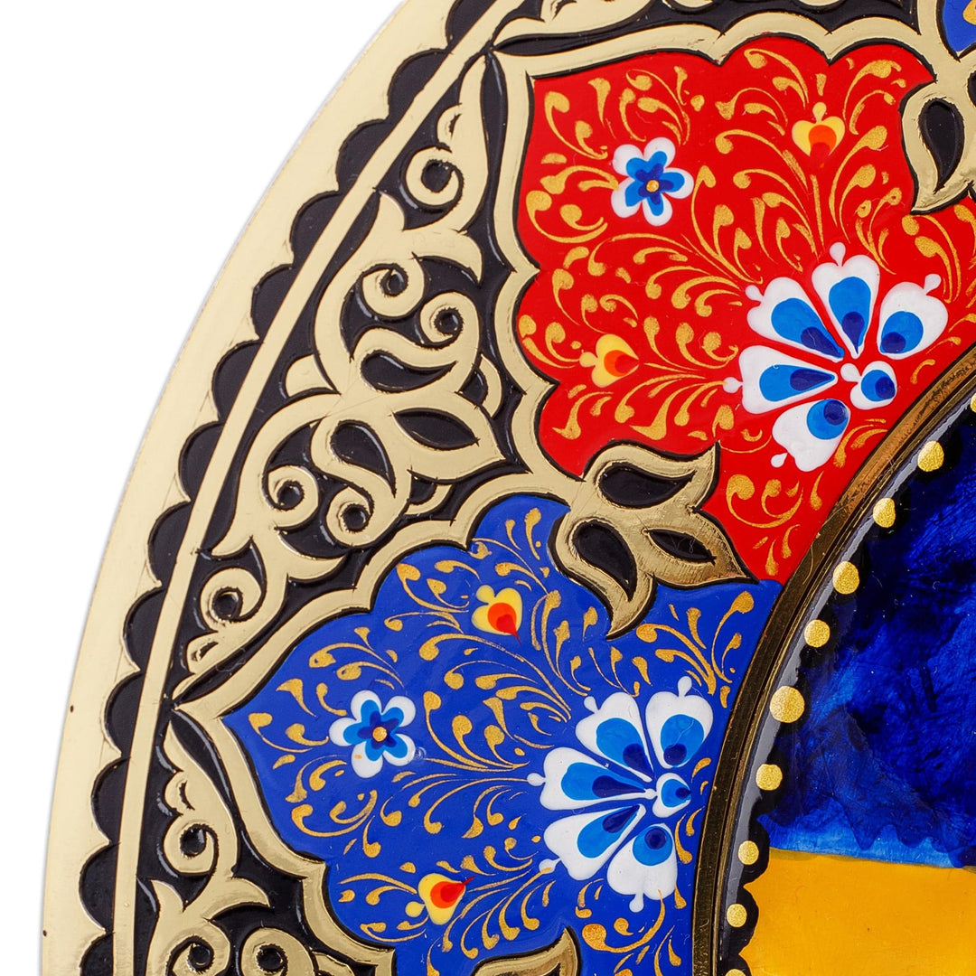 Pomegranate-Themed Hand-Painted Bright Brass Wall Art - Eternal Pomegranate