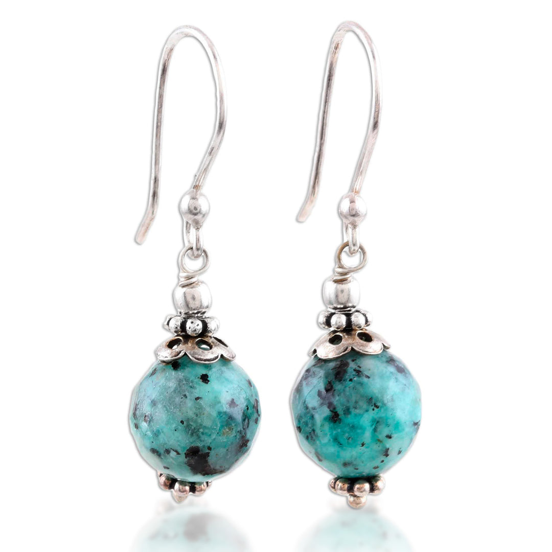 Handmade Agate and Sterling Silver Dangle Earrings - Lavish Lagoon