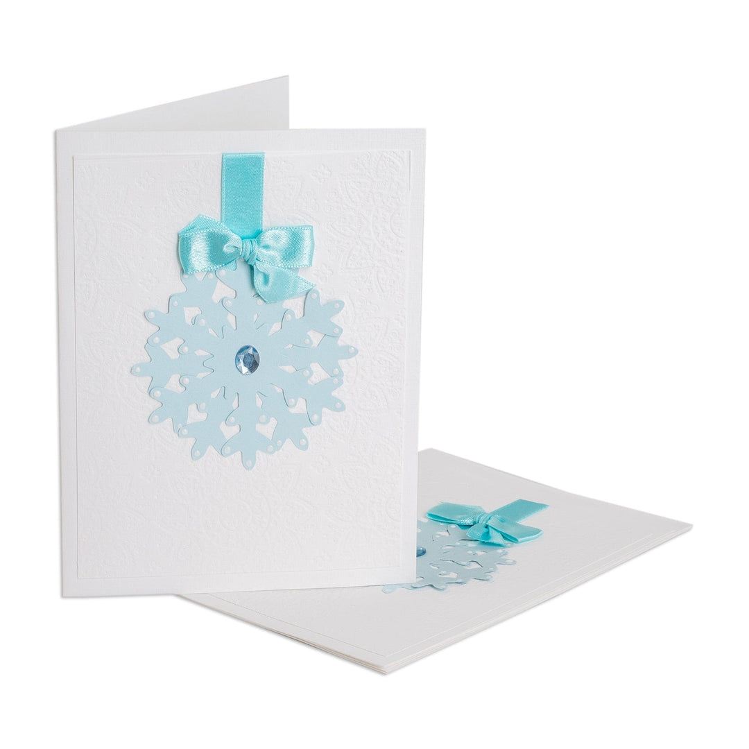 Handcrafted Pair of Snowflake Christmas Greeting Cards - Snowflake