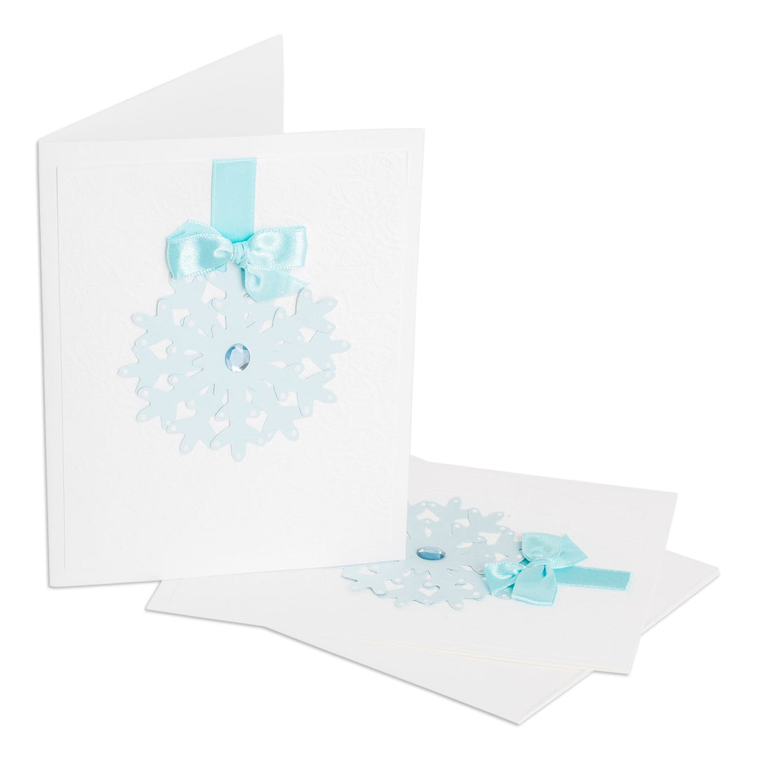 Handcrafted Pair of Snowflake Christmas Greeting Cards - Snowflake