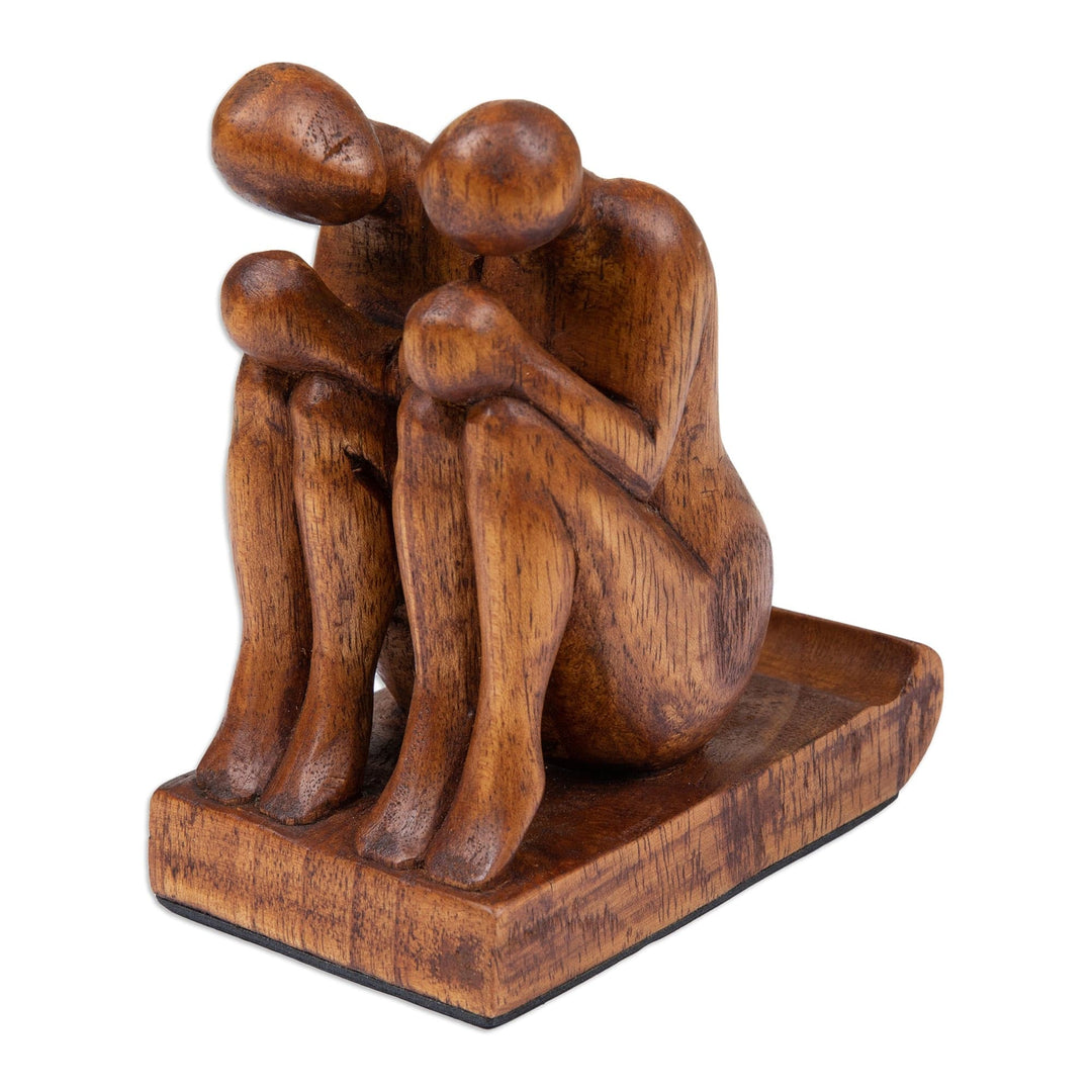 Hand-Carved Inspirational Jempinis Wood Phone Holder - Best Brotherhood