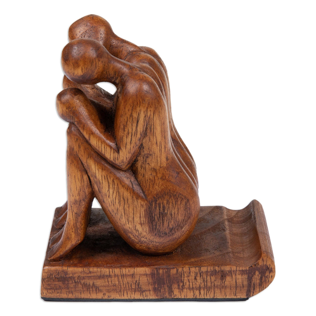 Hand-Carved Inspirational Jempinis Wood Phone Holder - Best Brotherhood