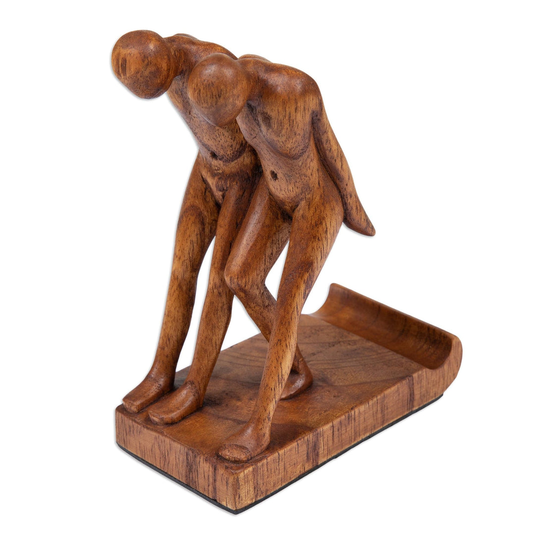 Handcrafted Inspirational Jempinis Wood Phone Holder - Strong Brotherhood