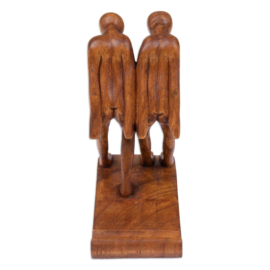 Handcrafted Inspirational Jempinis Wood Phone Holder - Strong Brotherhood