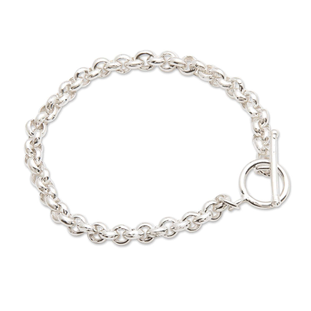 High-Polished Modern Sterling Silver Link Bracelet - Cyclic Love