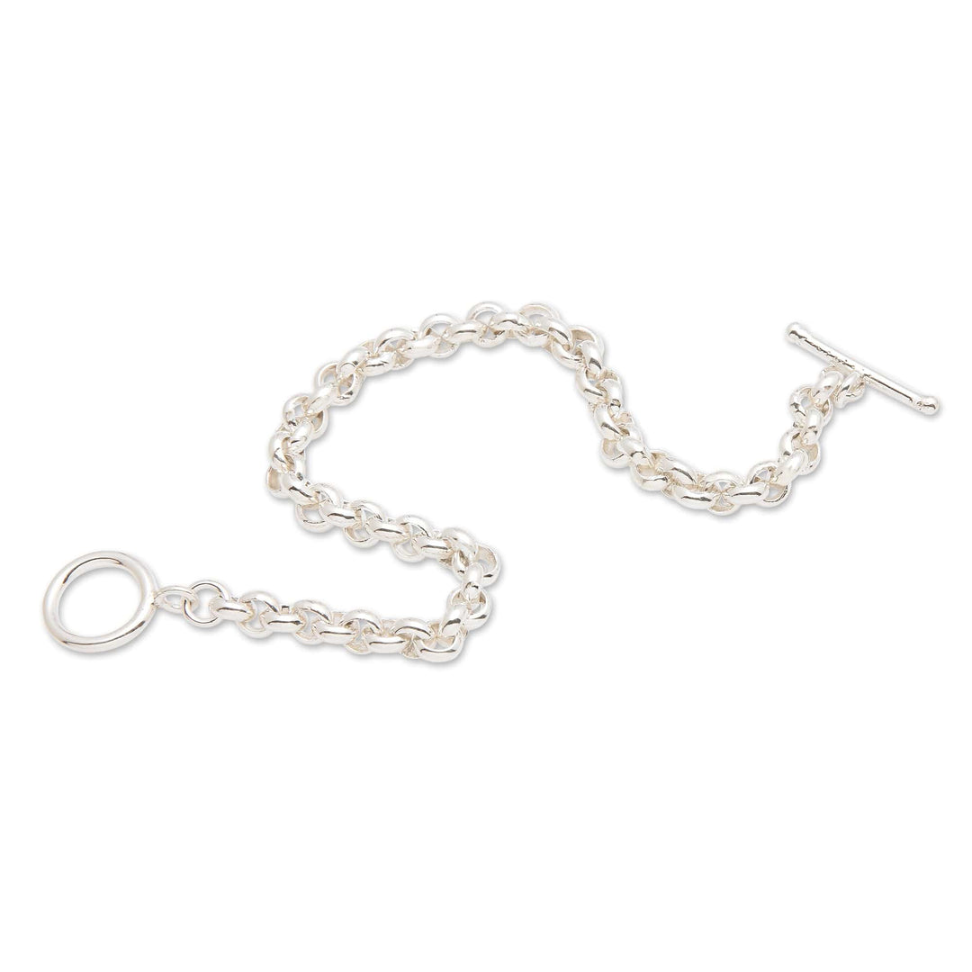 High-Polished Modern Sterling Silver Link Bracelet - Cyclic Love