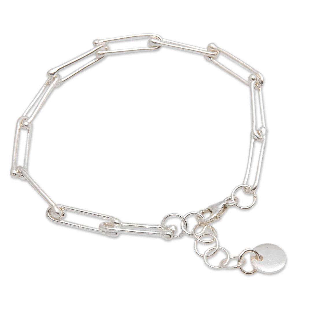High-Polished Minimalist Sterling Silver Charm Bracelet - Discreet Luck