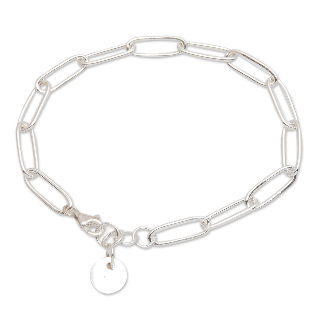 High-Polished Modern Sterling Silver Charm Bracelet - United Luck