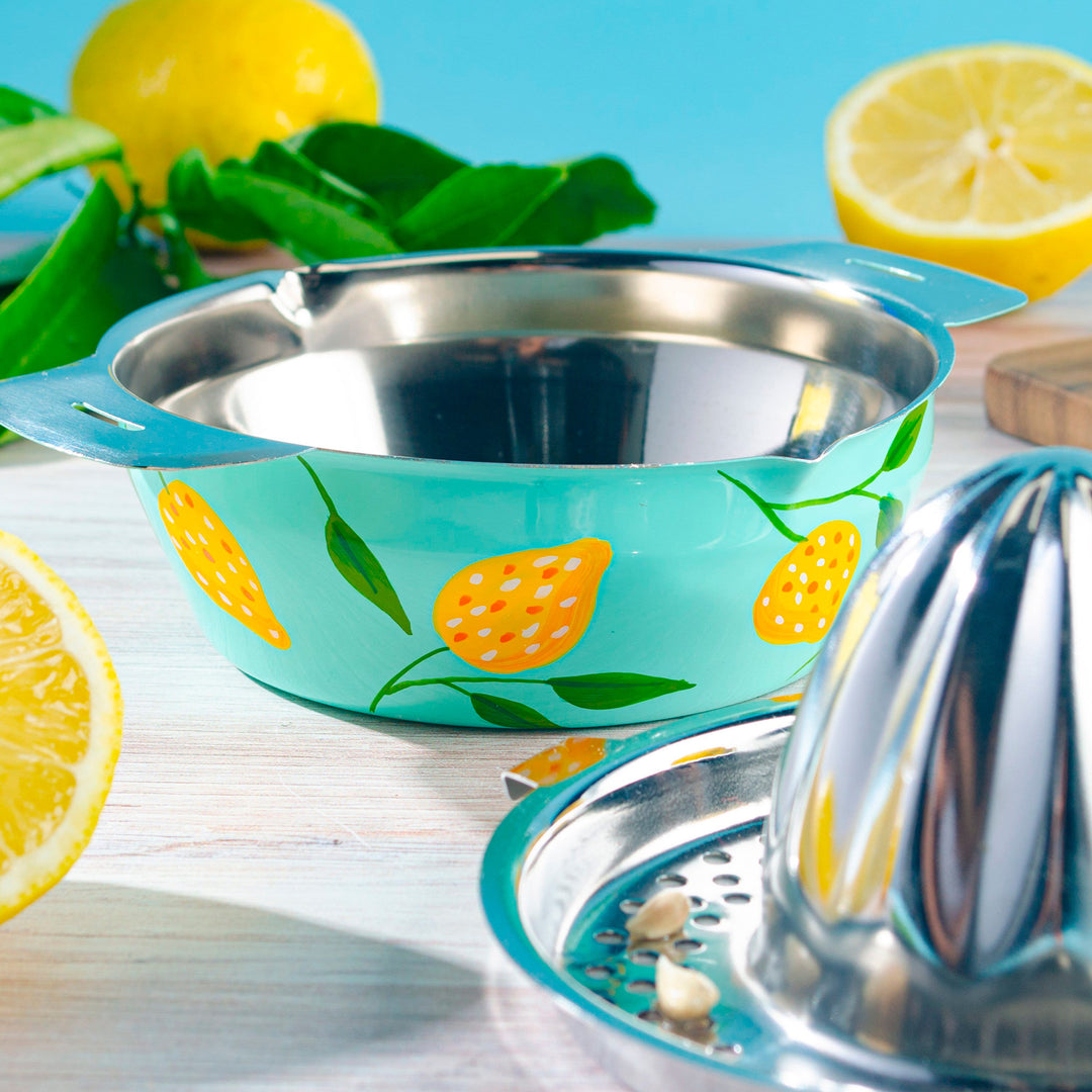 Handpainted Colorful Citrus Juicer from India - Lemon Lime Delight